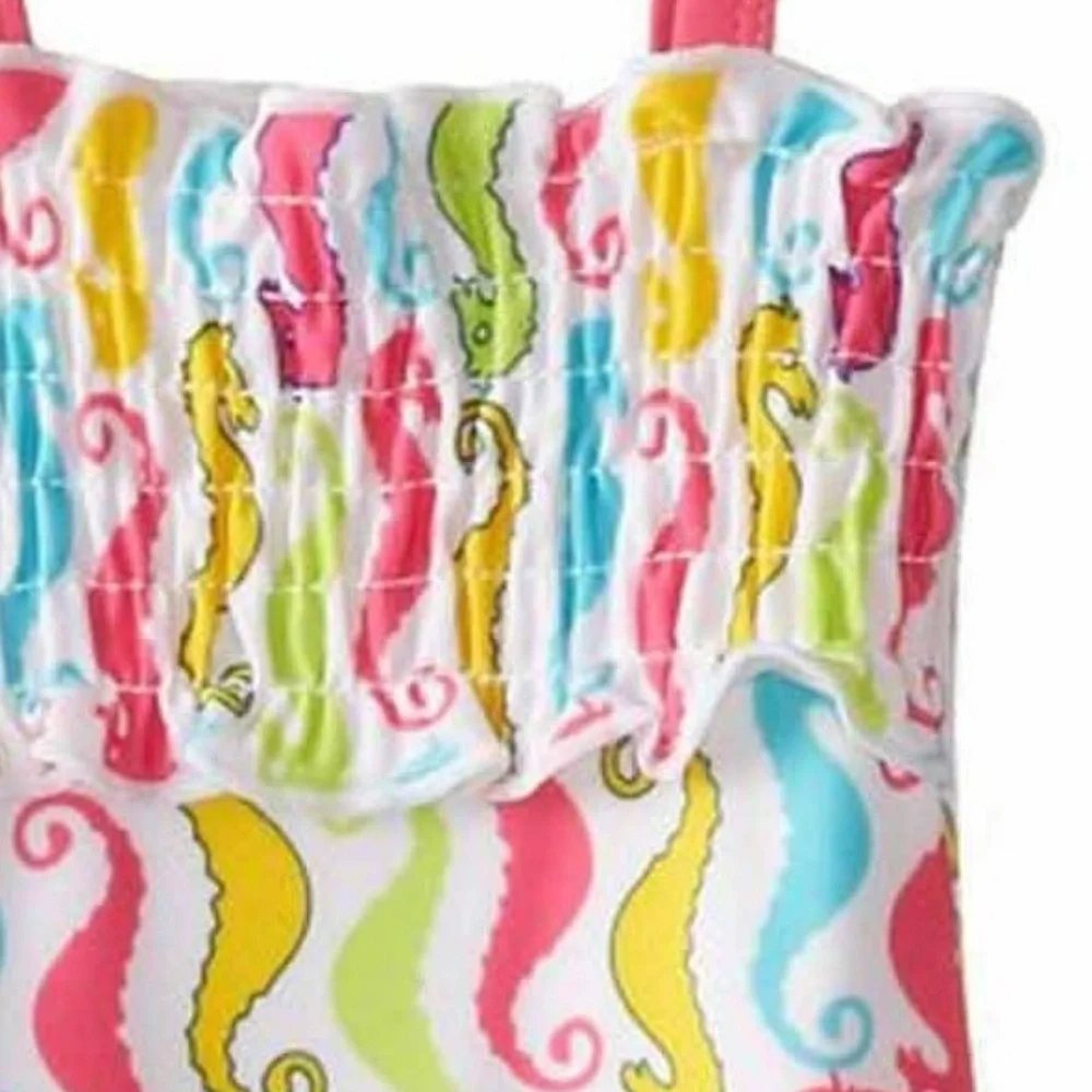 Rugged Bear Baby Girl 12 18 Mo One‎ Piece Swimsuit Seahorse Tutu Pink Blue